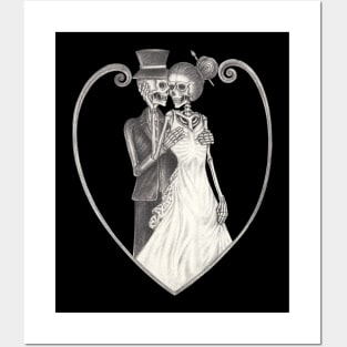 Couple love wedding skull. Posters and Art